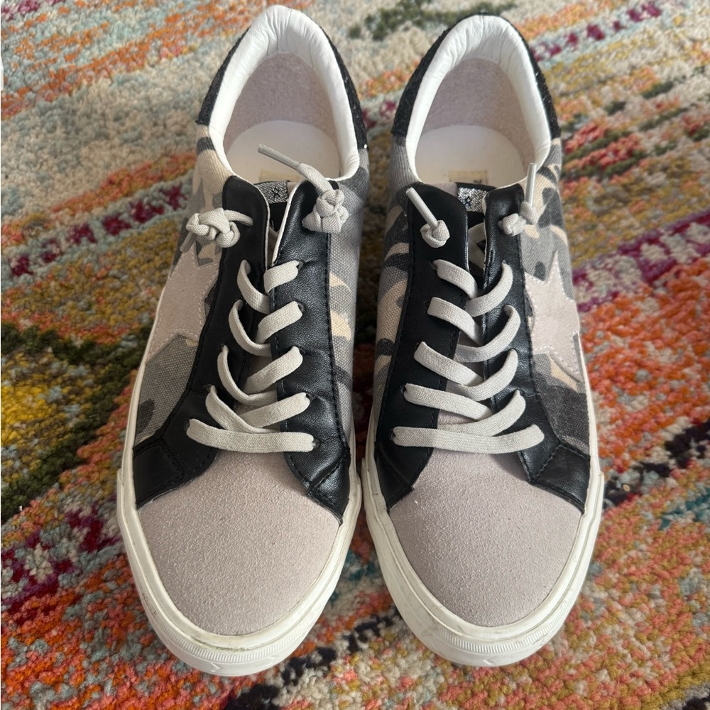 Black and Gray Camouflage Sneakers